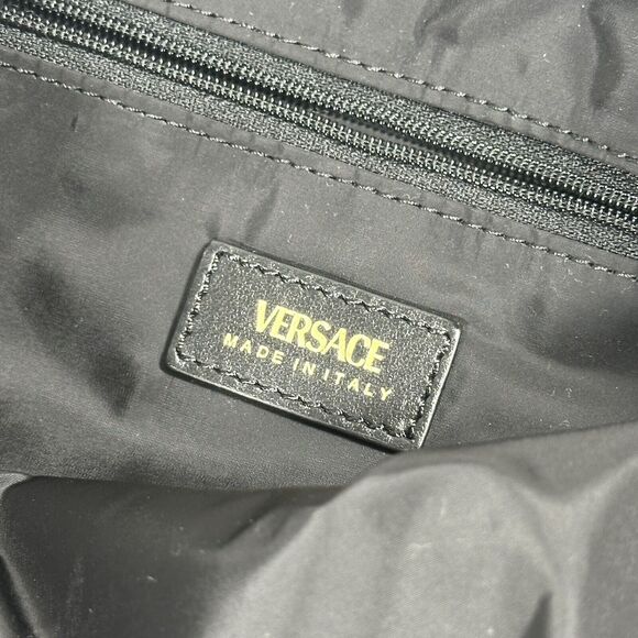 VERSACE Nylon Medusa Leather Straps Pink Dahlia Tote Shoulder Bag NWT $1,290 - Picture 7 of 8